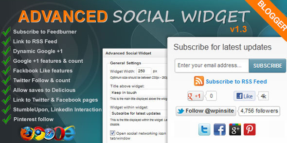 Menambahkan Advanced Social Widget pada Sidebar Blogger